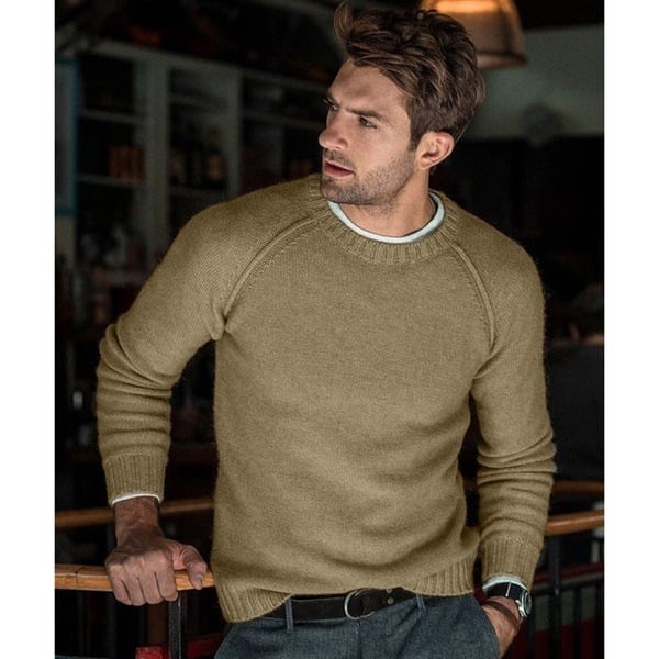 Men's Crew Neck Knit Sweater | Long Sleeve