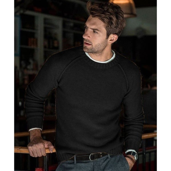 Men's Crew Neck Knit Sweater | Long Sleeve