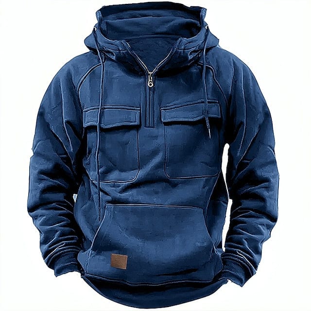 Men's Casual Half-Zip Hoodie | Funnel-Neck