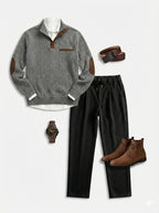 Men's Long Sleeve Winter Knit Sweater | Mock Neck