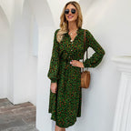 Women’s Summer Vacation Printed Dress | Midi