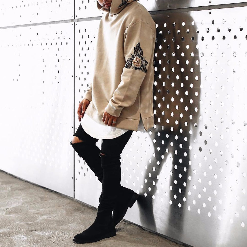 Men's Winter Streetwear Floral Graphic Hoodie | Oversized