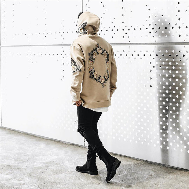 Men's Winter Streetwear Floral Graphic Hoodie | Oversized