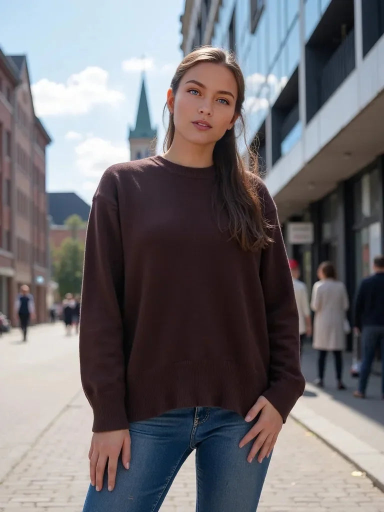 Women's Oversized Crew Neck Knit Sweater | Fall