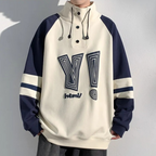 Men’s Oversized High-Neck Button Sweatshirt | Graphic Front