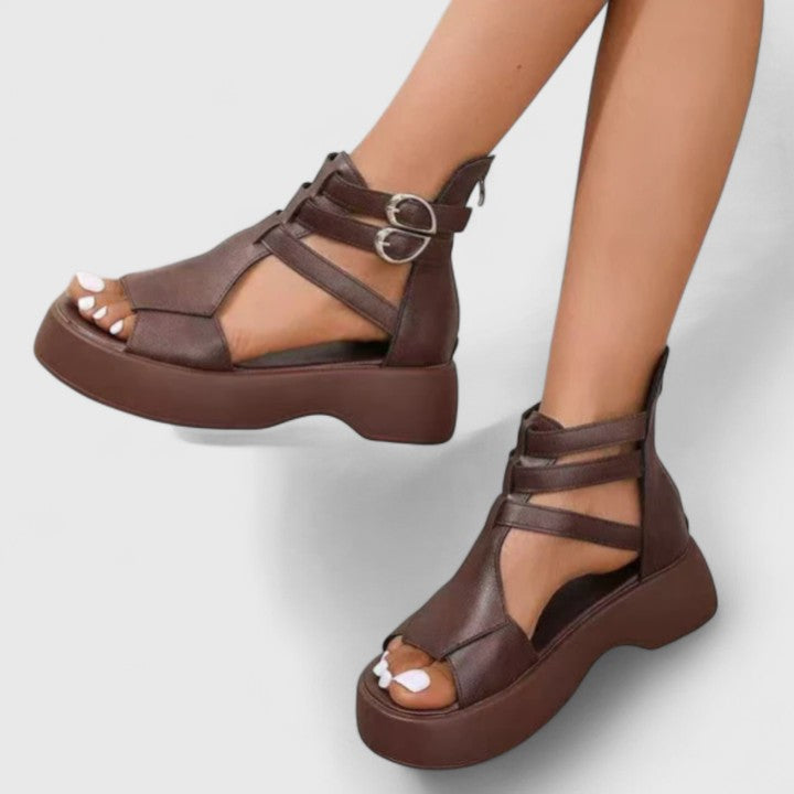 Women's Buckle Detail Thick Sole Sandals | Zip Closure