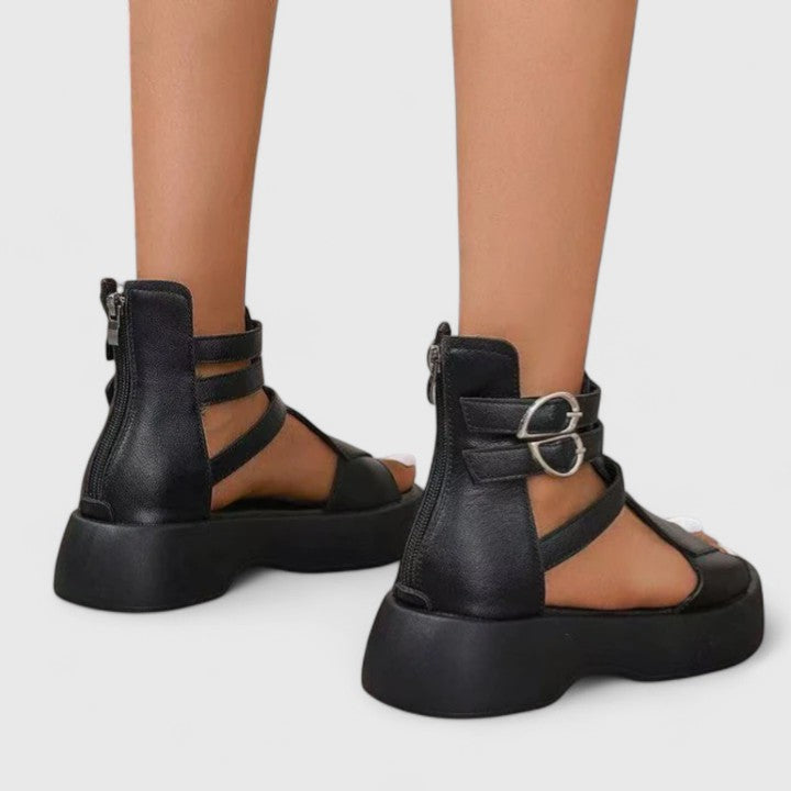 Women's Buckle Detail Thick Sole Sandals | Zip Closure