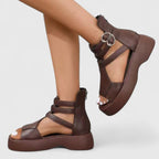 Women's Buckle Detail Thick Sole Sandals | Zip Closure