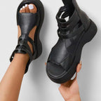 Women's Buckle Detail Thick Sole Sandals | Zip Closure