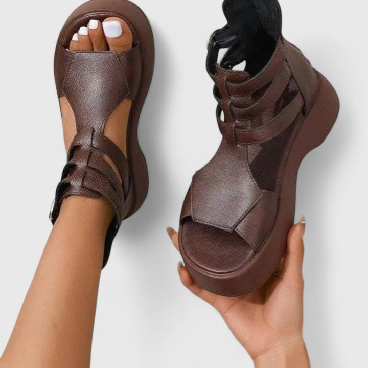 Women's Buckle Detail Thick Sole Sandals | Zip Closure