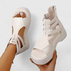 Women's Buckle Detail Thick Sole Sandals | Zip Closure