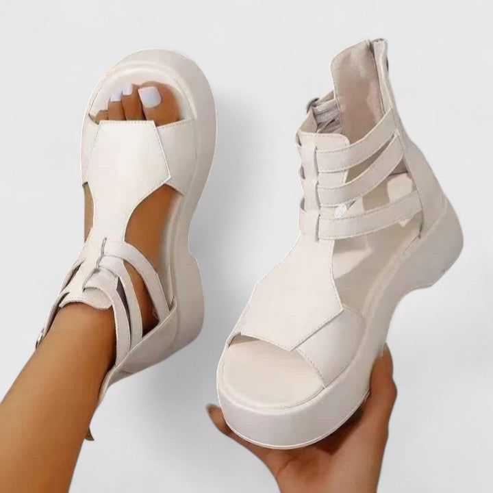 Women's Buckle Detail Thick Sole Sandals | Zip Closure