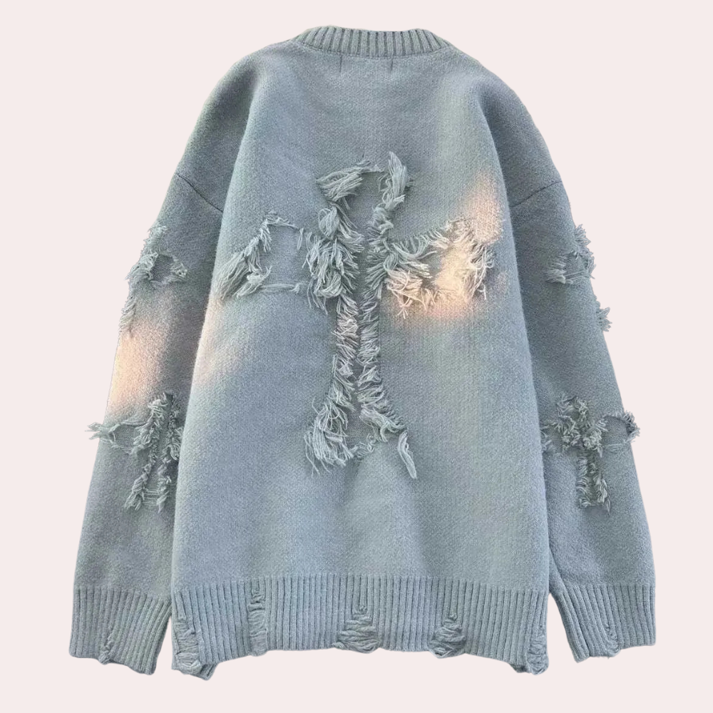 Men’s Ripped Long-Sleeve Sweater | Knit