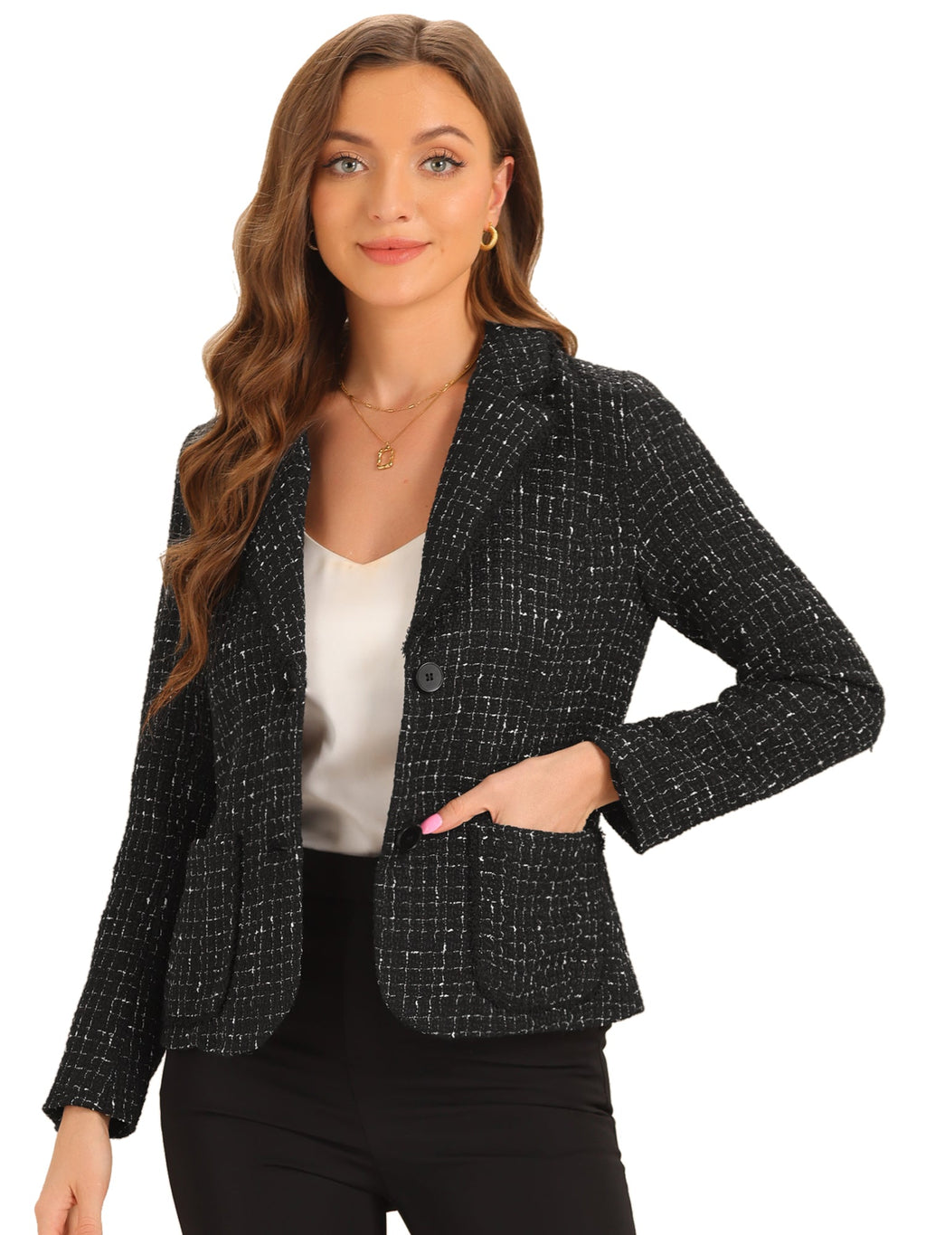 Women's Long Sleeve Button Blazer | Pockets