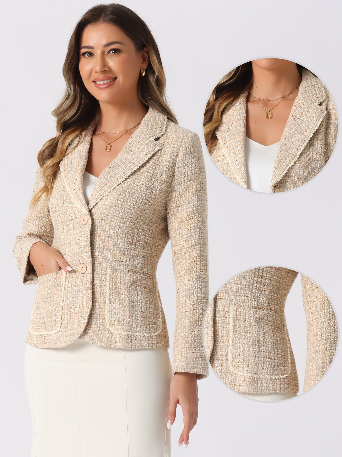 Women's Long Sleeve Button Blazer | Pockets
