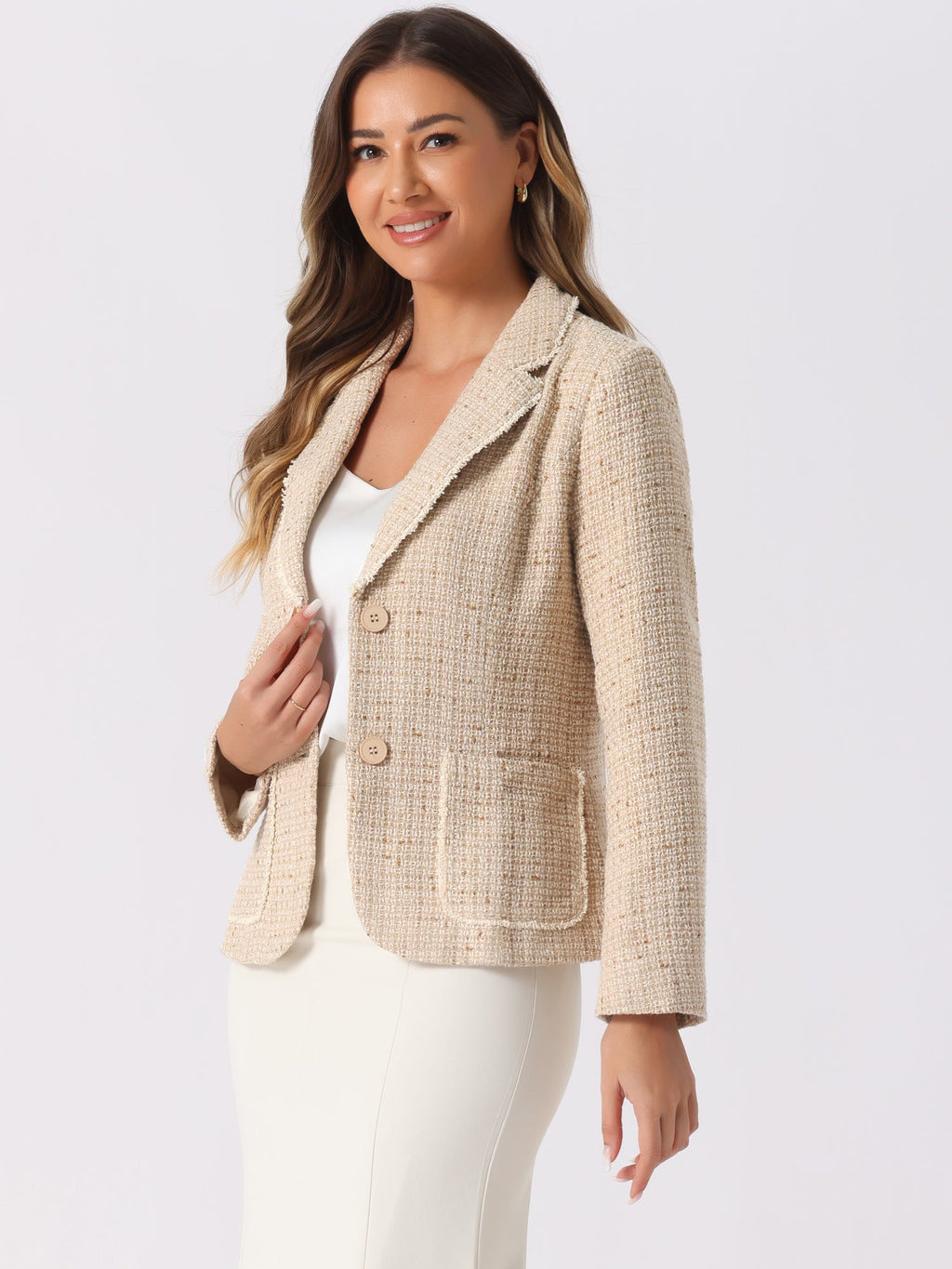 Women's Long Sleeve Button Blazer | Pockets