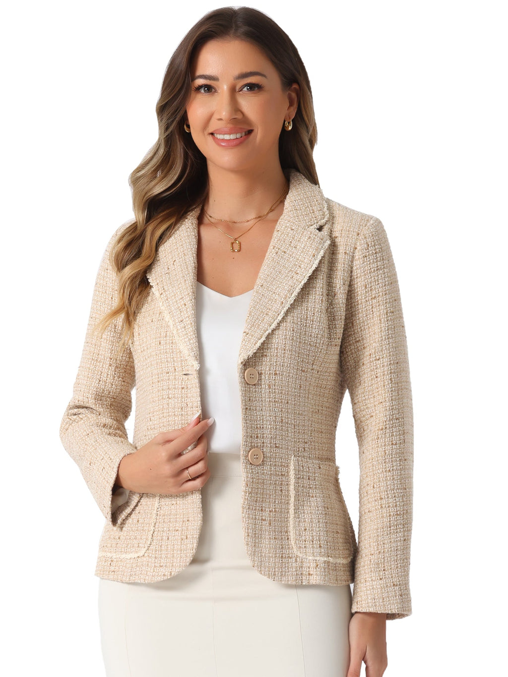 Women's Long Sleeve Button Blazer | Pockets