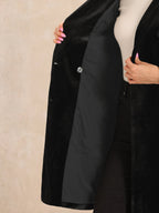 Women's Double Breasted Pockets Winter Coat | Long