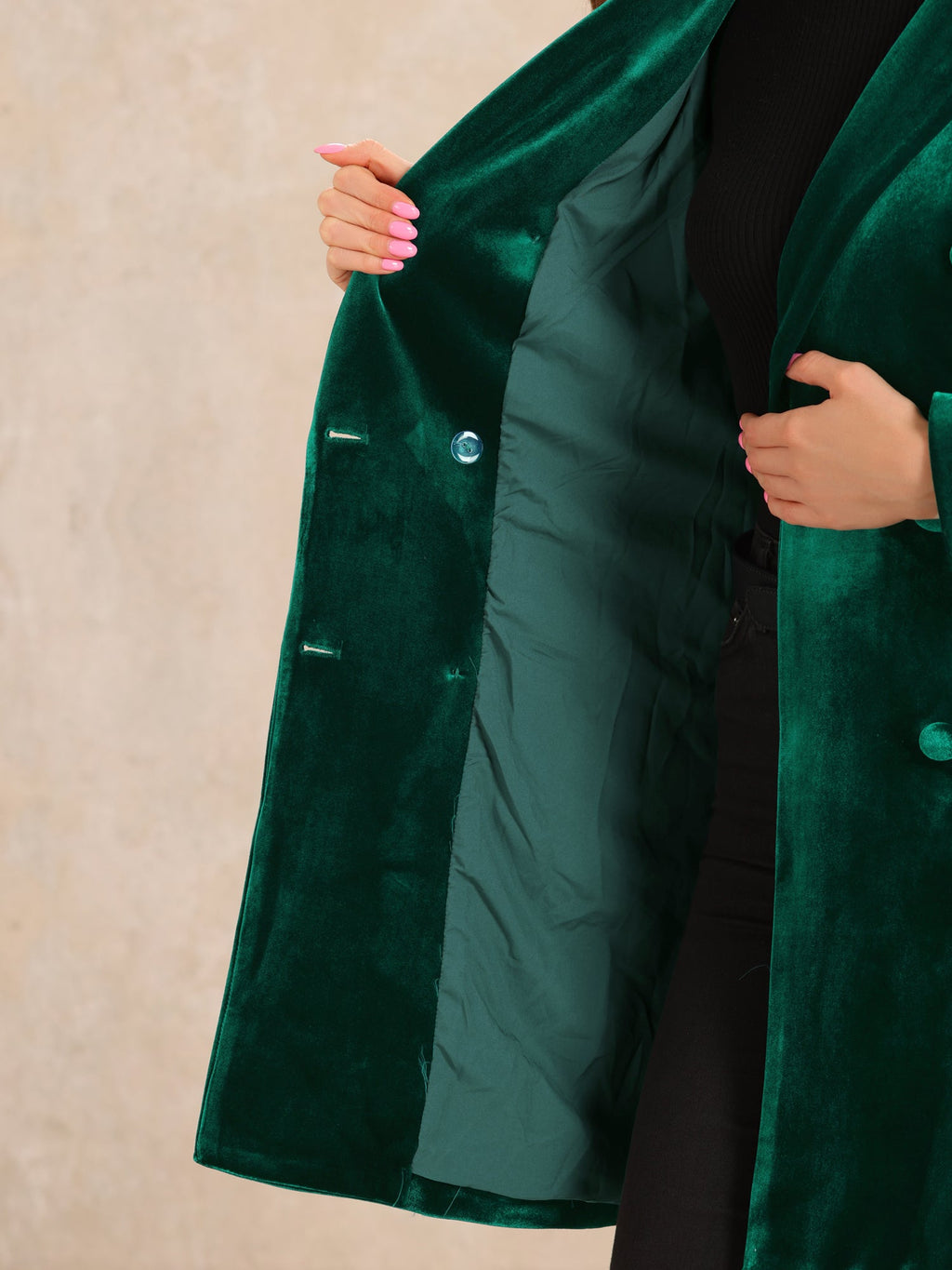 Women's Double Breasted Pockets Winter Coat | Long