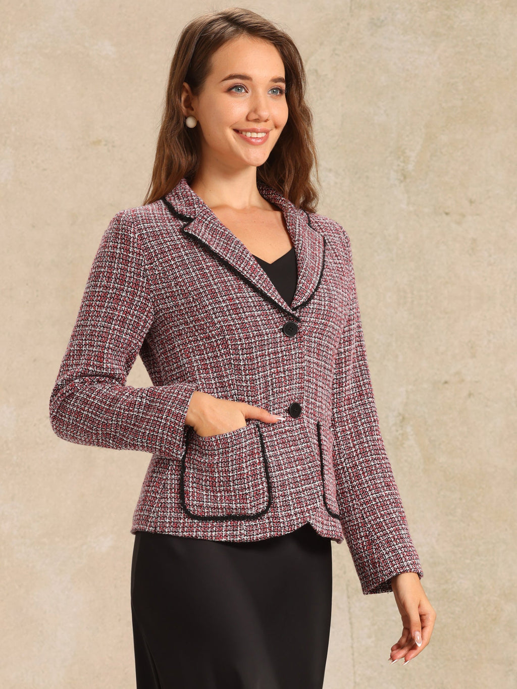 Women's Long Sleeve Button Blazer | Pockets