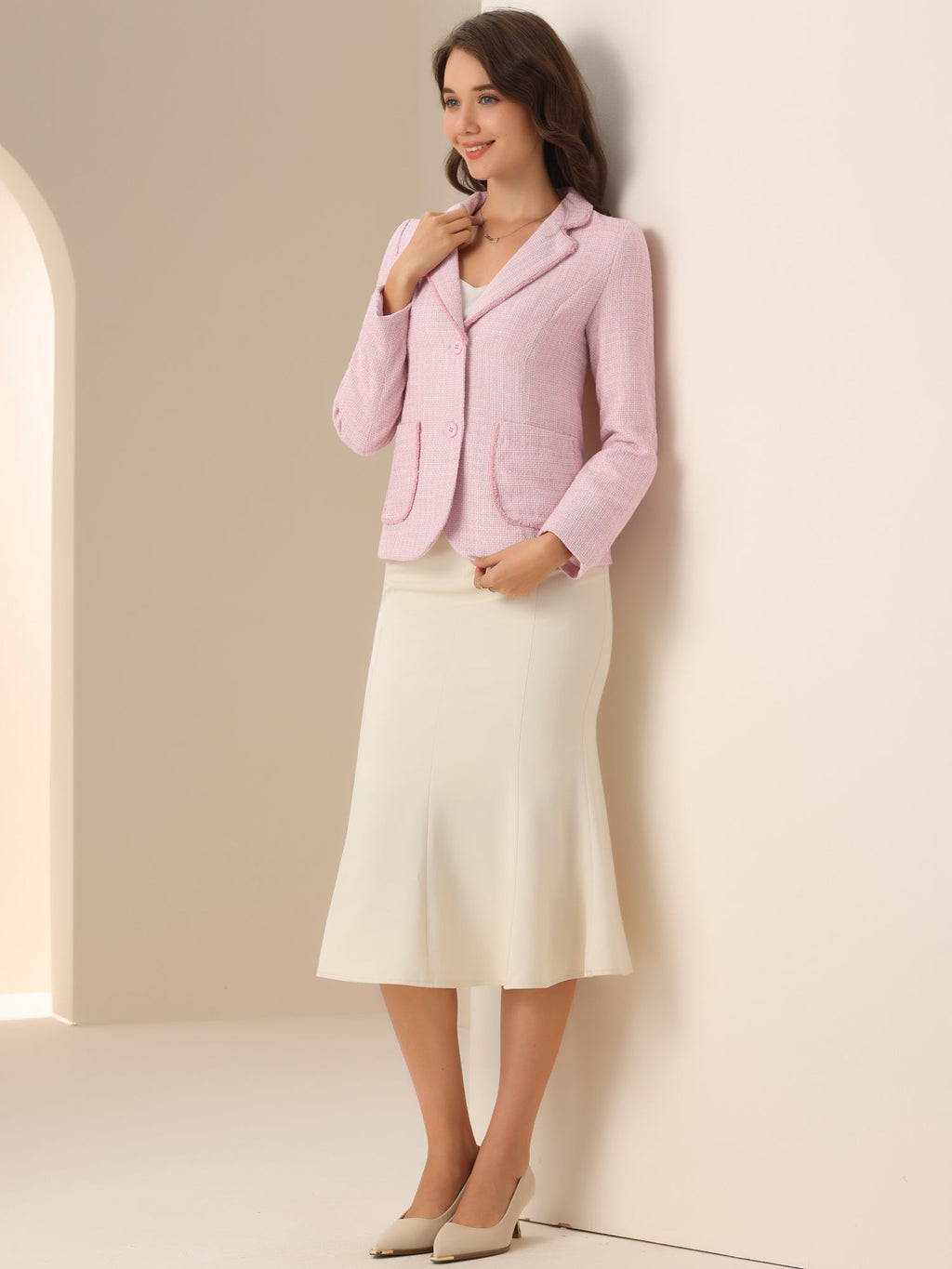 Women's Long Sleeve Button Blazer | Pockets