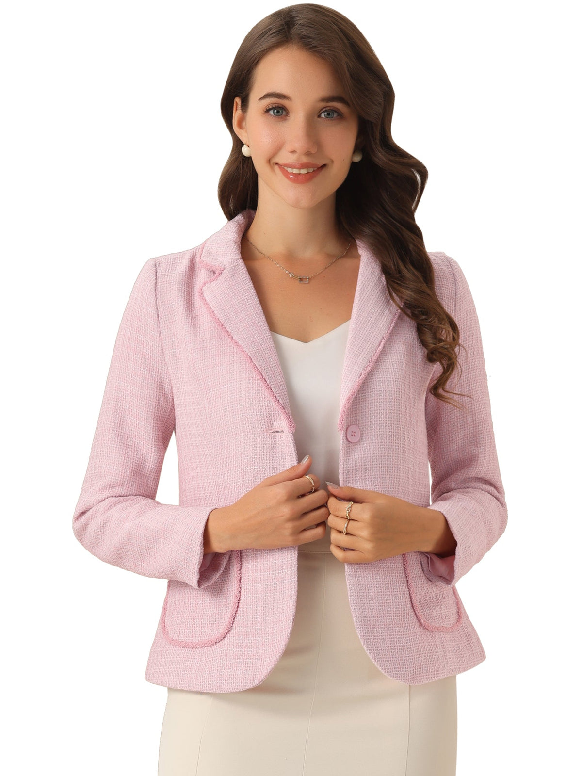 Women's Long Sleeve Button Blazer | Pockets