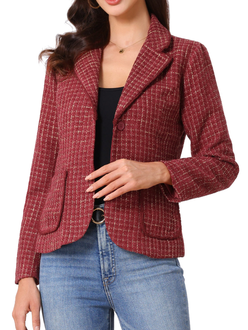 Women's Long Sleeve Button Blazer | Pockets
