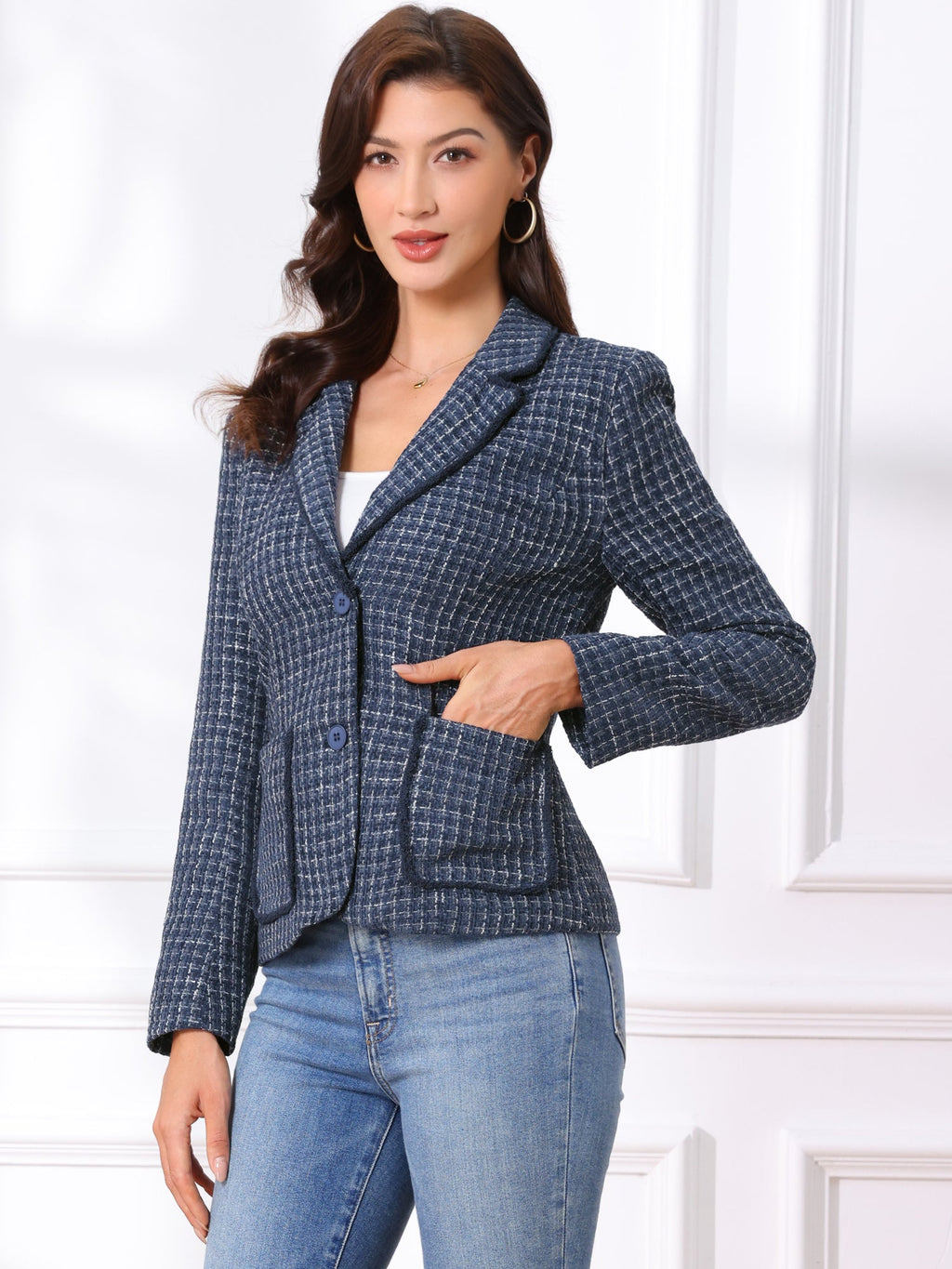 Women's Long Sleeve Button Blazer | Pockets
