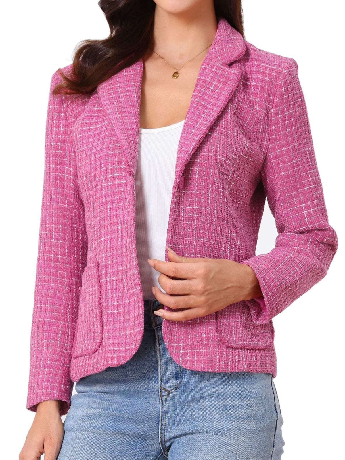 Women's Long Sleeve Button Blazer | Pockets