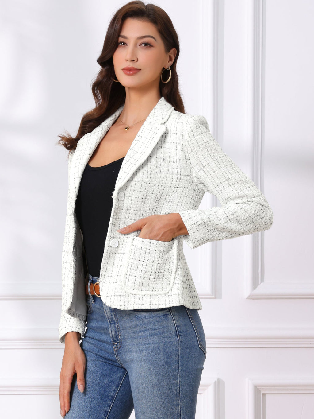 Women's Long Sleeve Button Blazer | Pockets