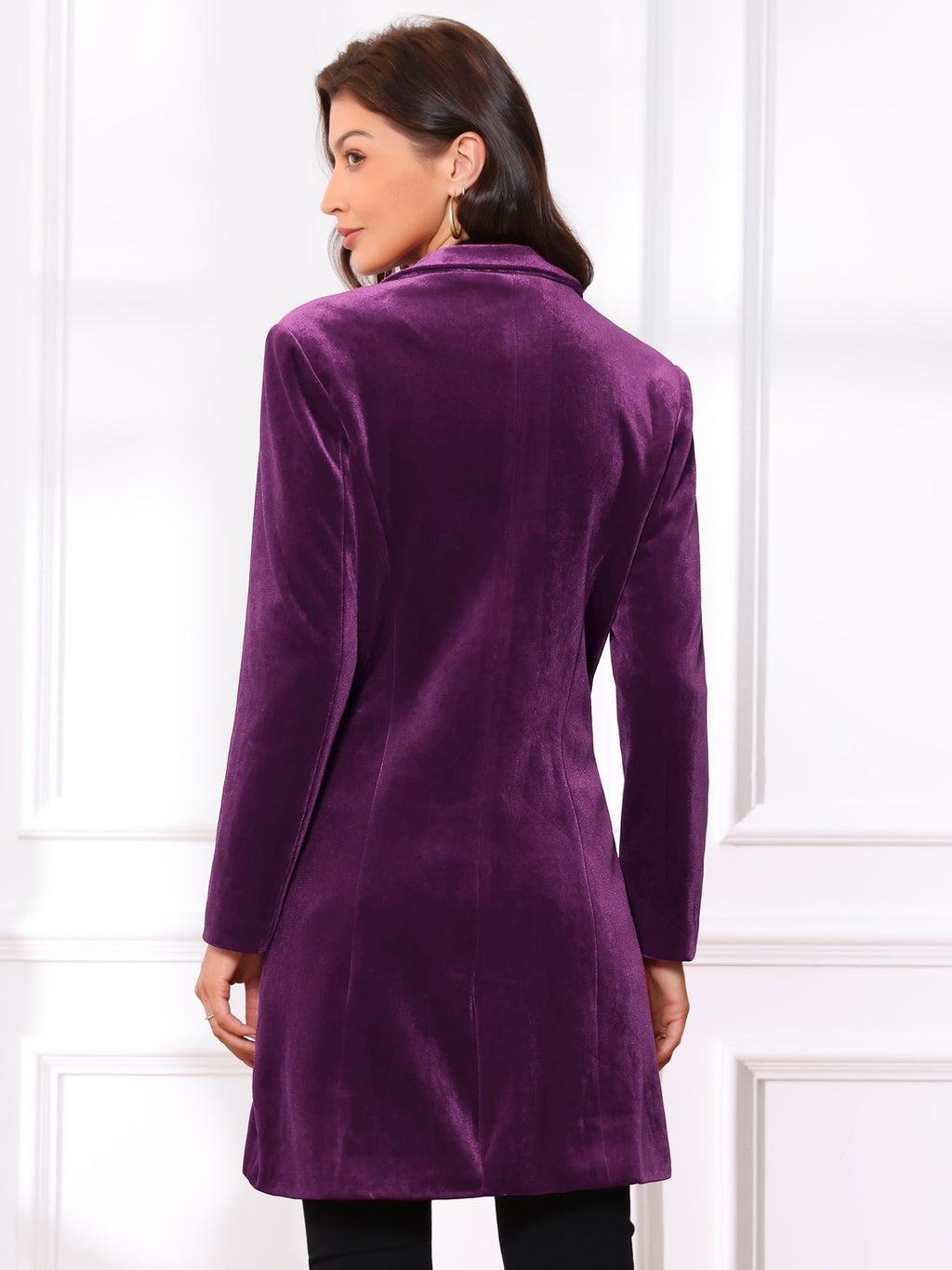 Women's Double Breasted Pockets Winter Coat | Long