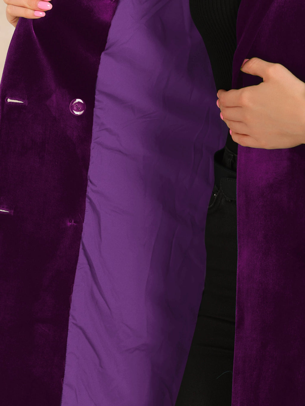 Women's Double Breasted Pockets Winter Coat | Long