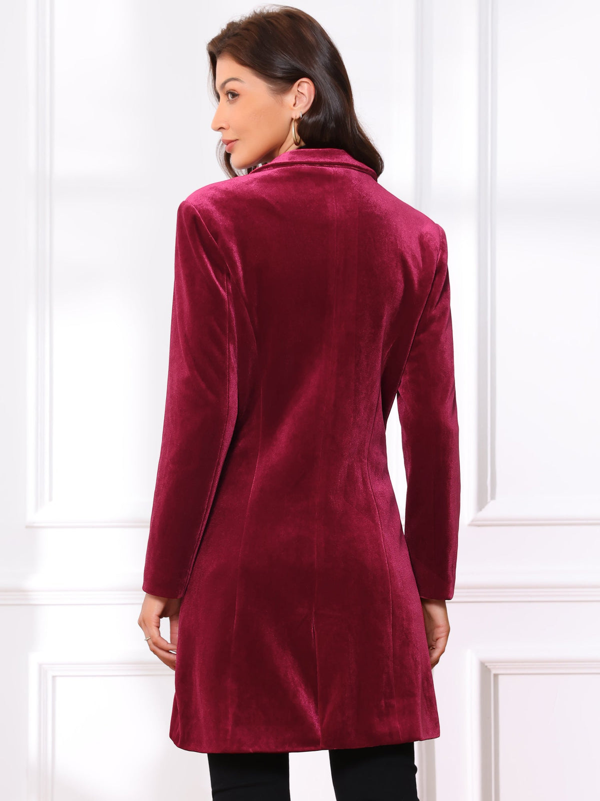 Women's Double Breasted Pockets Winter Coat | Long