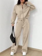 Women's Long Sleeve Zip Up Tracksuit | Cropped