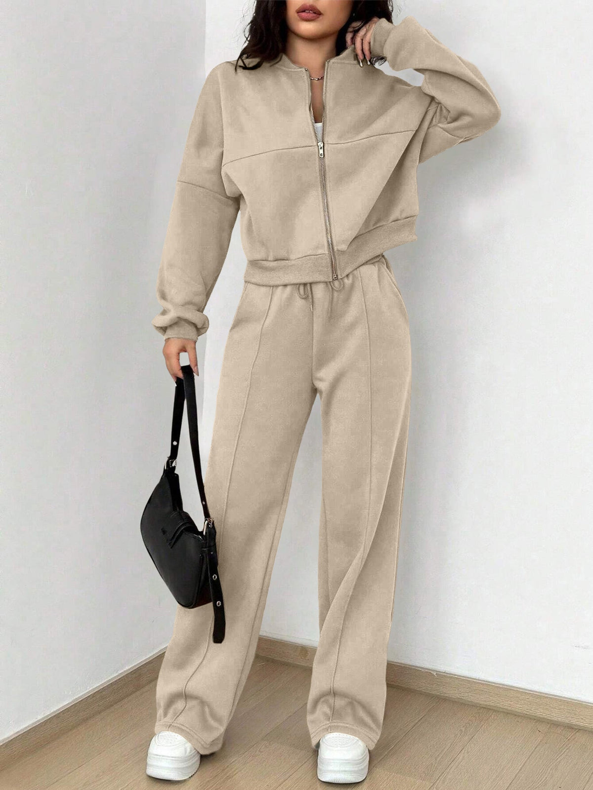 Women's Long Sleeve Zip Up Tracksuit | Cropped