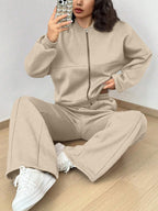 Women's Long Sleeve Zip Up Tracksuit | Cropped