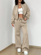 Women's Long Sleeve Zip Up Tracksuit | Cropped