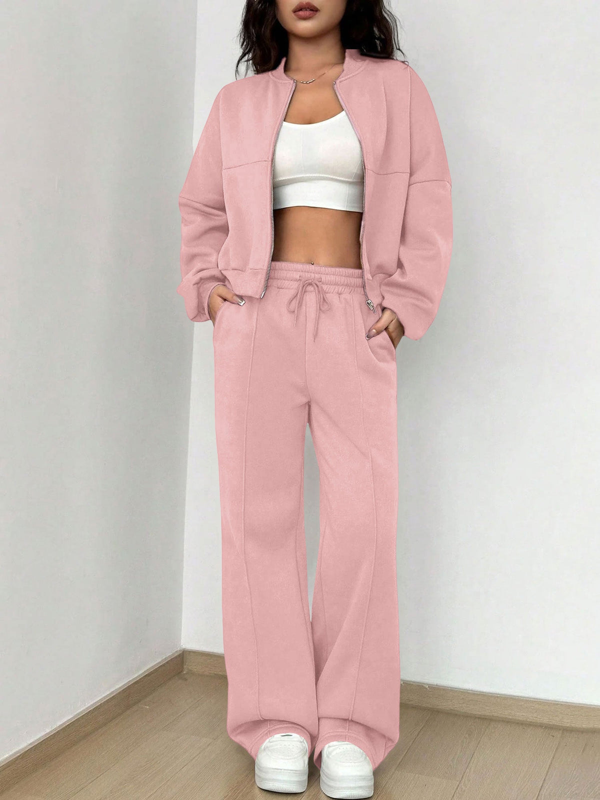 Women's Long Sleeve Zip Up Tracksuit | Cropped