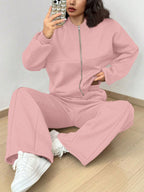 Women's Long Sleeve Zip Up Tracksuit | Cropped