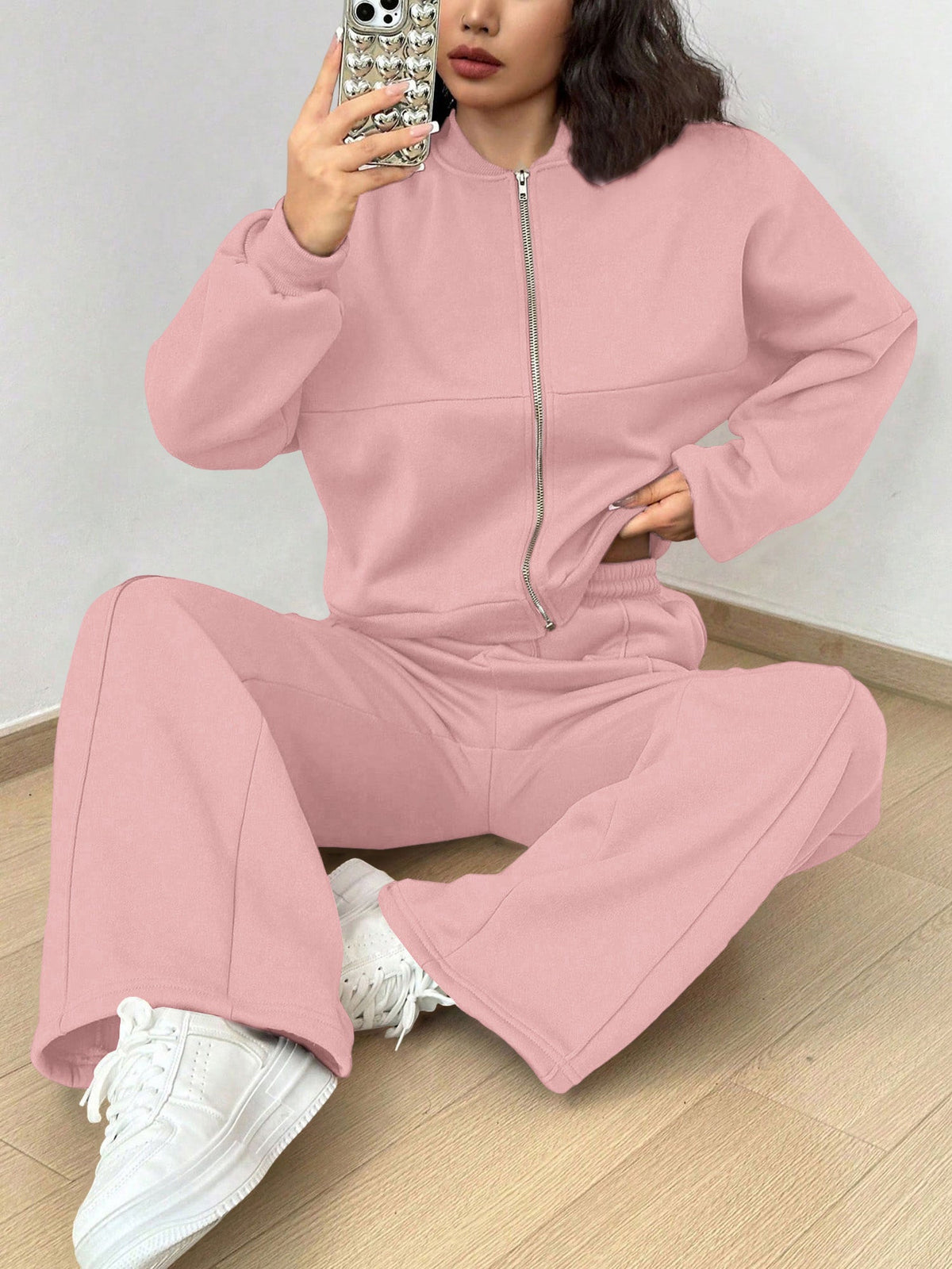 Women's Long Sleeve Zip Up Tracksuit | Cropped