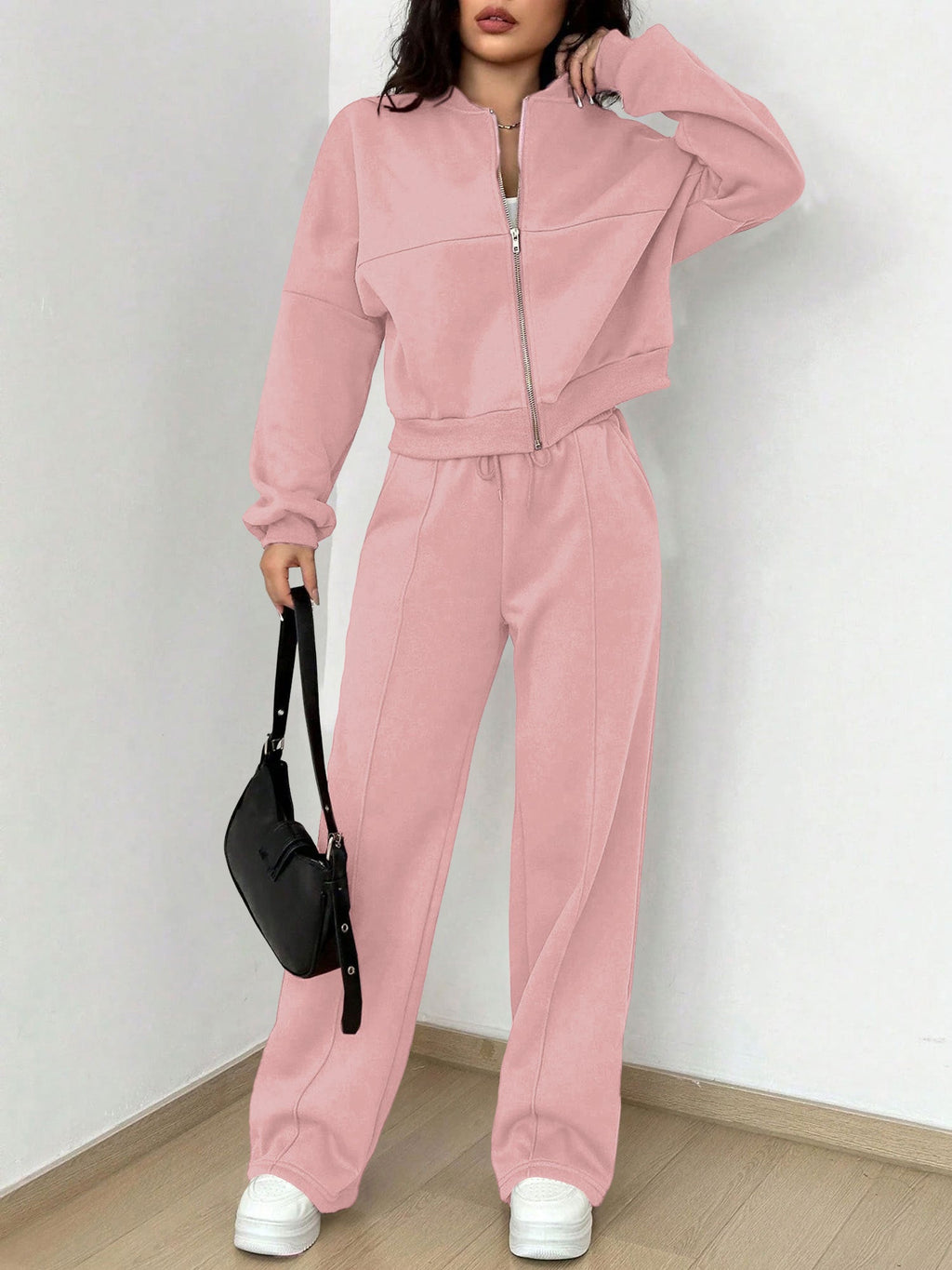 Women's Long Sleeve Zip Up Tracksuit | Cropped