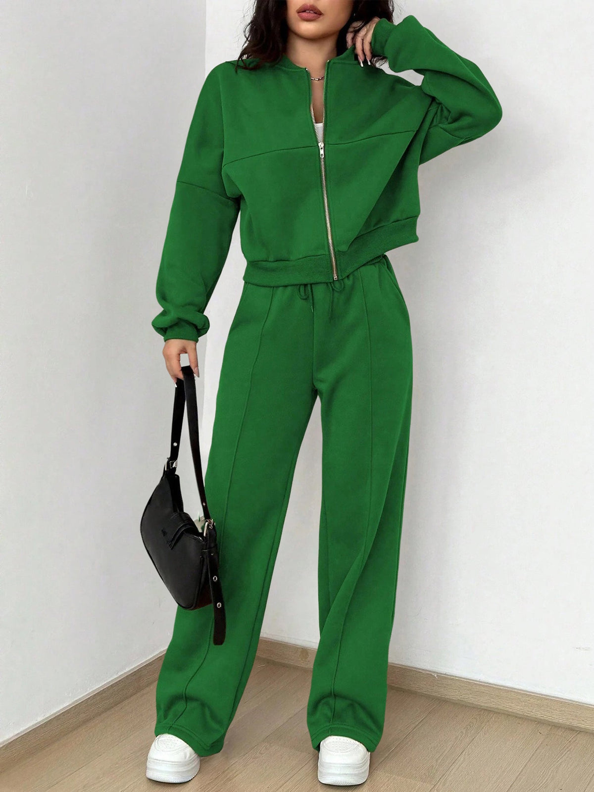 Women's Long Sleeve Zip Up Tracksuit | Cropped