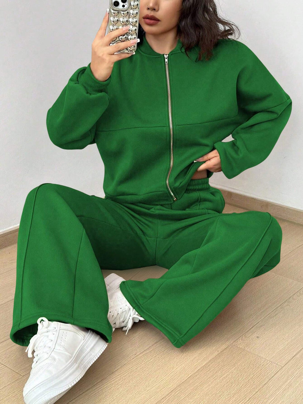 Women's Long Sleeve Zip Up Tracksuit | Cropped
