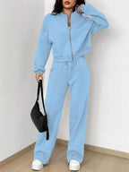 Women's Long Sleeve Zip Up Tracksuit | Cropped