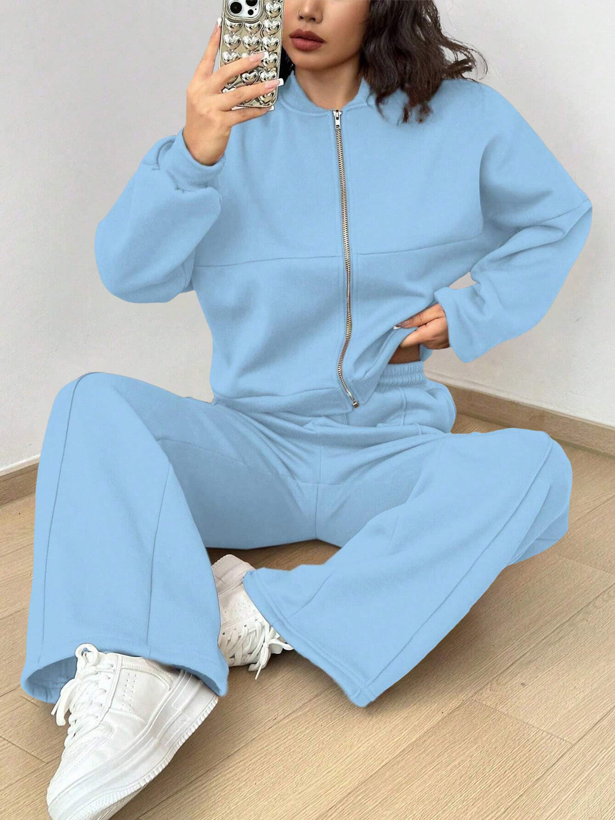 Women's Long Sleeve Zip Up Tracksuit | Cropped