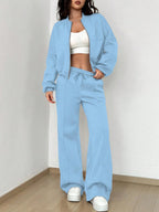 Women's Long Sleeve Zip Up Tracksuit | Cropped