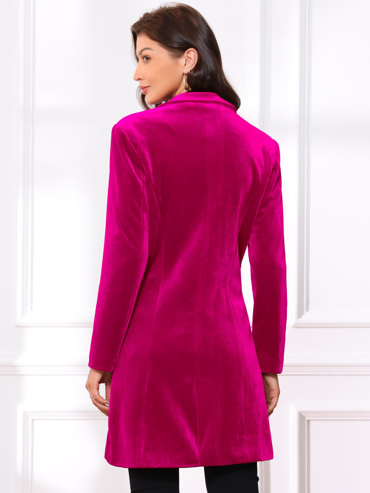 Women's Double Breasted Pockets Winter Coat | Long