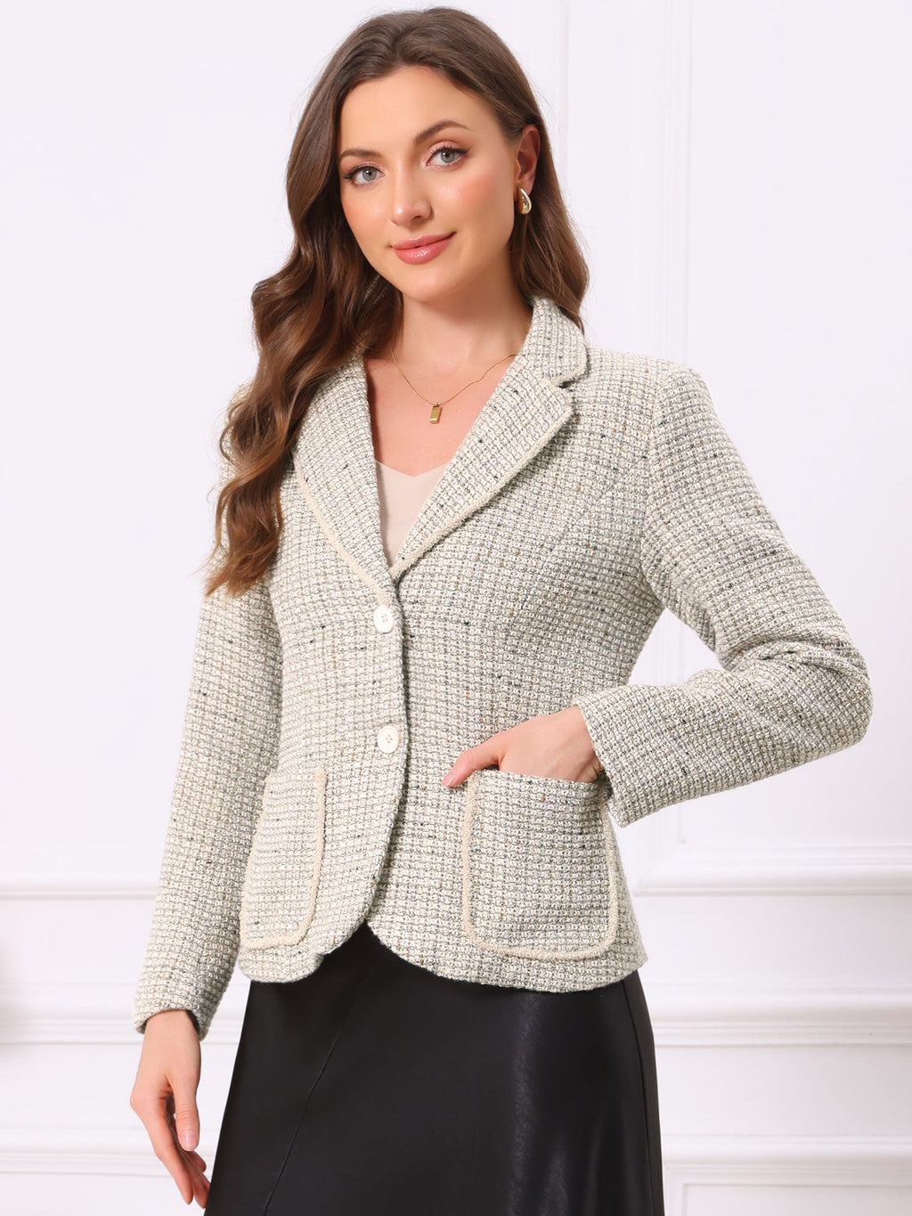 Women's Long Sleeve Button Blazer | Pockets