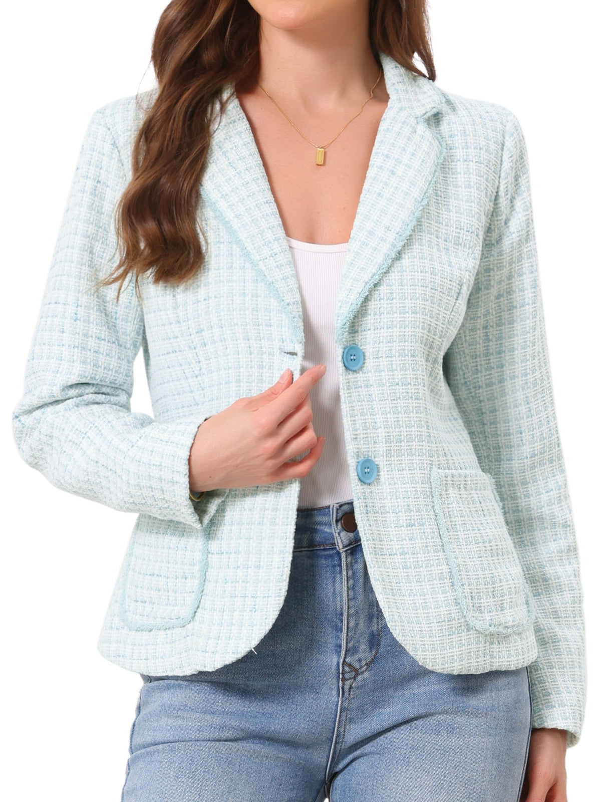 Women's Long Sleeve Button Blazer | Pockets