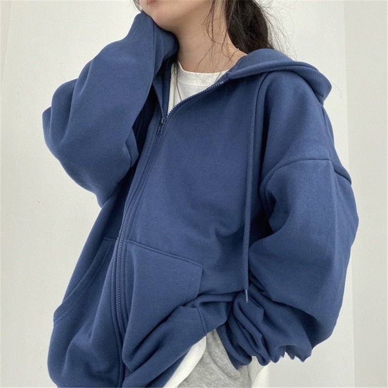 Women's Oversized Zip Up Jacket | Hooded